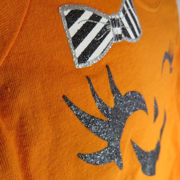 Baby smiling girl Jack O' Lantern face shirt with glitter accents costume - Picture 2 of 4